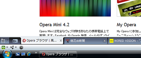 Opera10:タブバー下(部分拡大)