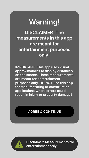 空間を測定できるARアプリ「AirMeasure AR」 - 1(初回起動時に表示されるアラート)