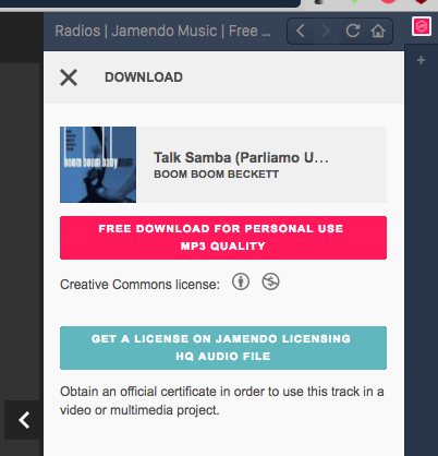 Vivaldi WEBパネルで「Jamendo Music」:音楽をダウンロード - 2