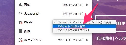 Vivaldi 1.14.1047.3:サイトの設定でFlashを常に有効 - 2