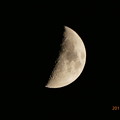 紅葉の向こう、上弦の月～周りに星たち～autumn in moon zoom 1500mm ver.