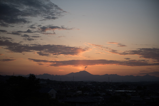 ふじの咲く丘の眺め【浅間山の夕焼け】