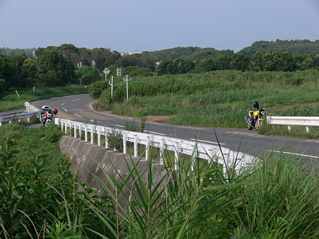ここら辺に停めて