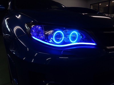 インプレッサGVB　千葉県　NEWアウディ風LED・イカリング取付