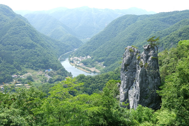 夫婦岩と成羽川